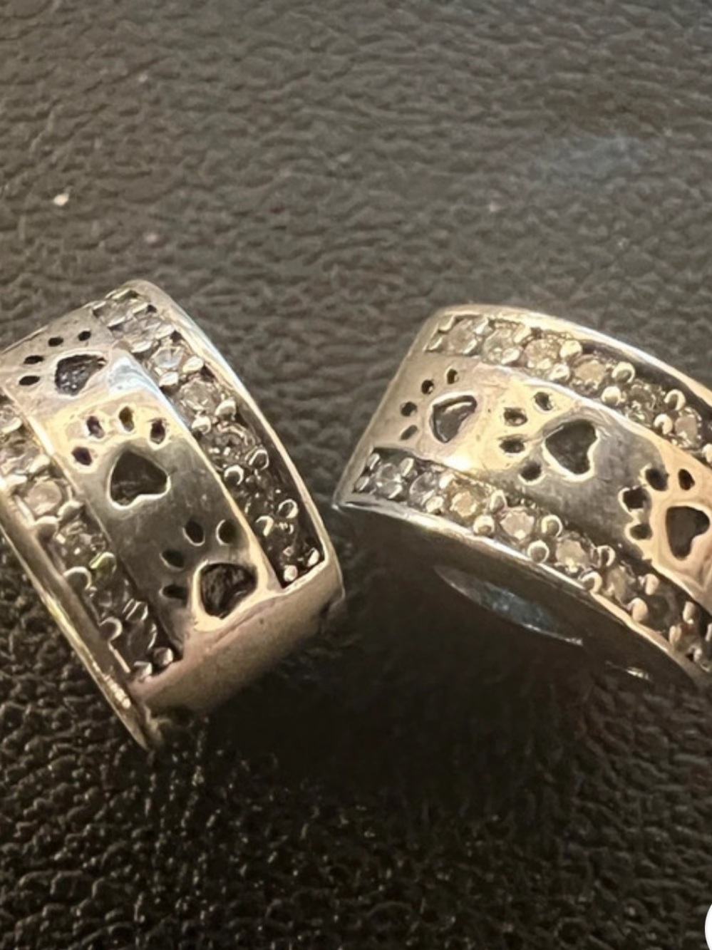 Authentic 925 Sterling Silver Set Of Two Dog/Cat Paw Clip Safety Spacer Charms